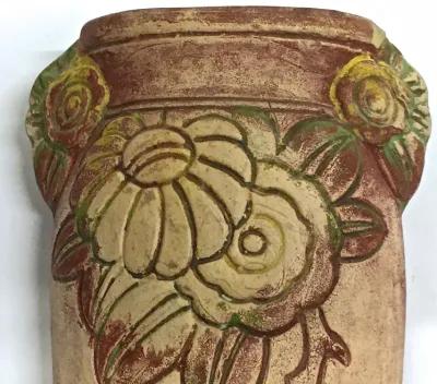 Mexican Art Deco Floral Wall Pocket - Vermilion Designs - Beige