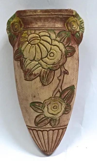 Mexican Art Deco Floral Wall Pocket - Vermilion Designs - Beige