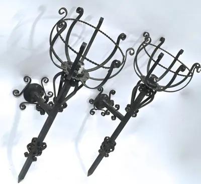 Black Forged Iron Gothic Sconces - PR - Vermilion Designs