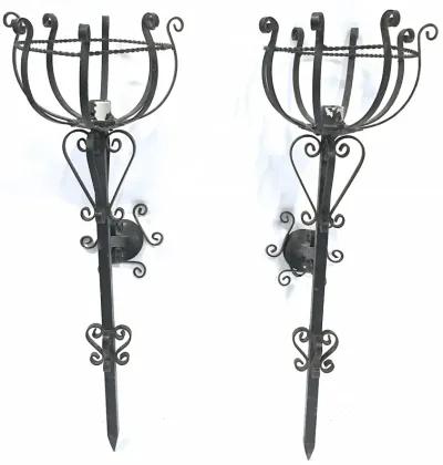 Black Forged Iron Gothic Sconces - PR - Vermilion Designs