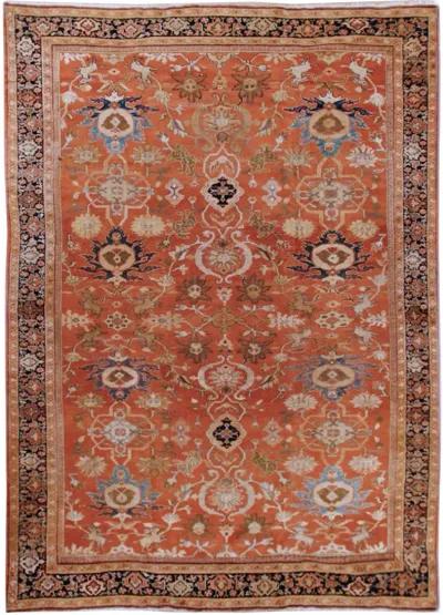 Antique Persian Sultanabad Rug 8'5X11'10 - Orange - Orange