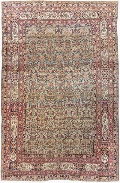 Antique Persian Kerman Rug 8'10 X 13'7 - Blue - Blue