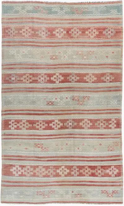 Turkish Flatweave Jajim Area Rug 5'3X9'1 - Red - Red