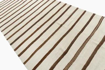 Ivory Turkish Kilim Runner 4'11 X 13'8 - Brown