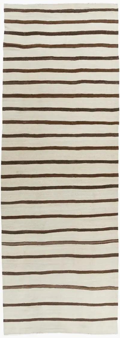 Ivory Turkish Kilim Runner 4'11 X 13'8 - Brown