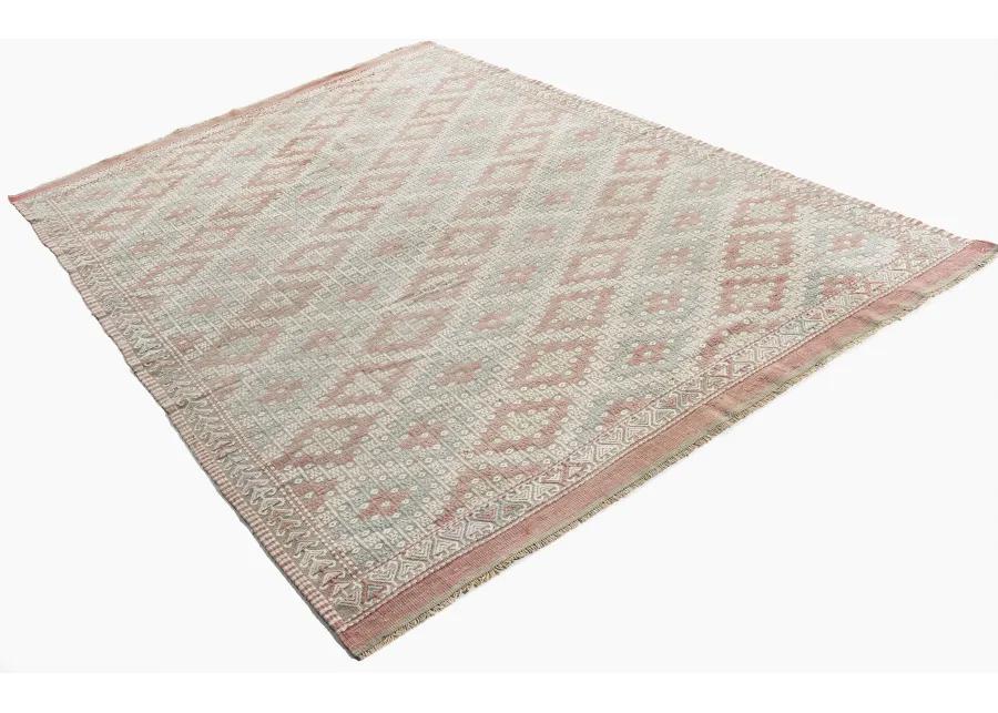 Turkish Jajim Flatweave Rug 5'1 X 8'11 - Pink - Pink