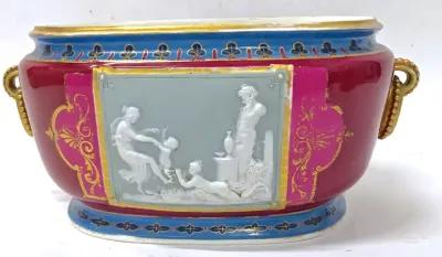 Porcelain Classical Theme Foot Bath - Vermilion Designs - Pink