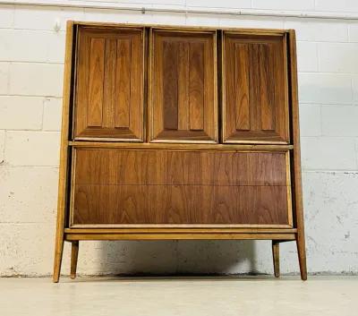 1960s Walnut Wood Highboy Dresser - 2-b-Modern - Brown