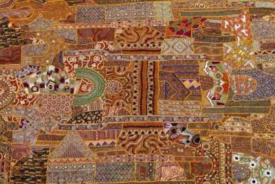 Amber Orange Moroccan Sequined Tapestry - Fleur de Lex Antiques