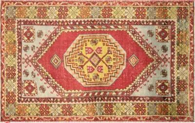 1960s Turkish Oushak Rug - 3'9"x5'9" - Nalbandian - Orange - Orange