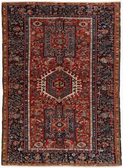 Persian Karaja Area Rug 4'7 X 6'3 - Red - Red