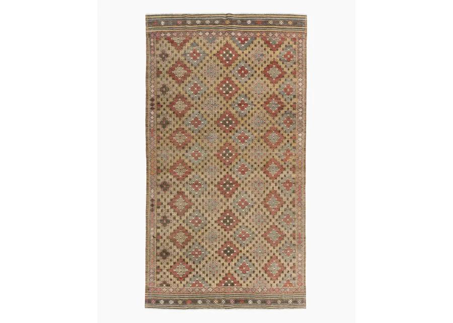 Turkish Jajim Flatweave Area Rug 5'2x9'7 - Red - Red