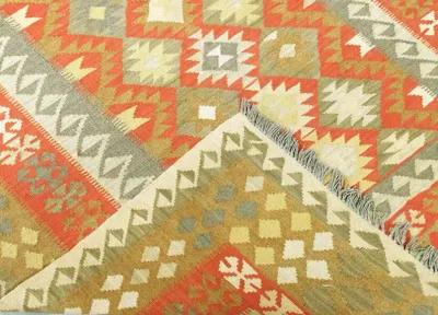 2010s Afghan Maimana Kilim - 4'6"x8'8" - Nalbandian - Orange