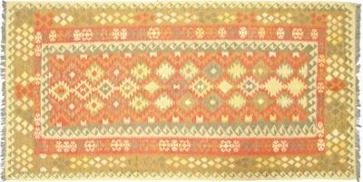 2010s Afghan Maimana Kilim - 4'6"x8'8" - Nalbandian - Orange