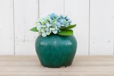 Dark Cyan Asian Vase - de-cor - Green