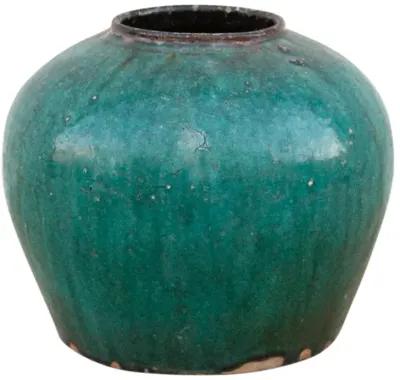 Dark Cyan Asian Vase - de-cor - Green