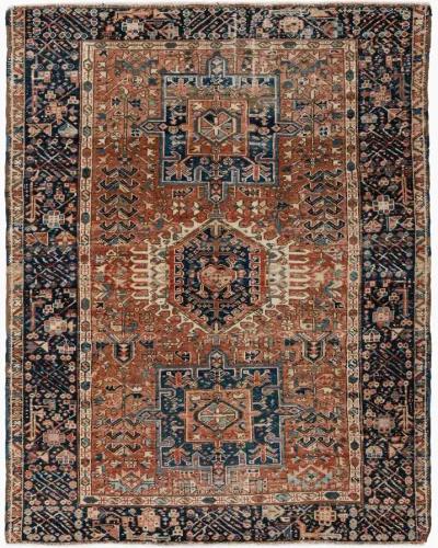 Antique Persian Heriz Area Rug 4'8 X 6'1 - Beige - Beige