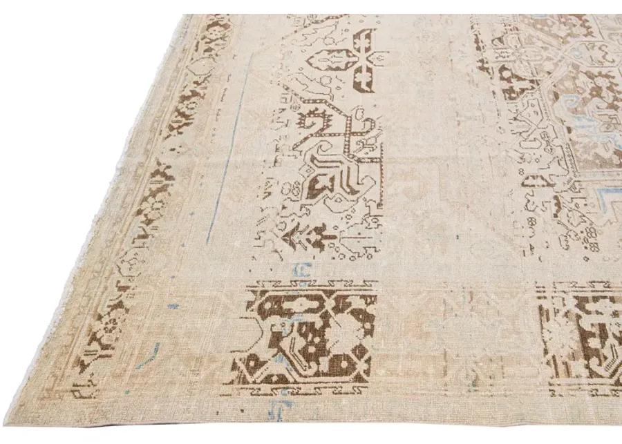 Antique Persian Heriz Rug - Apadana - Beige - Beige