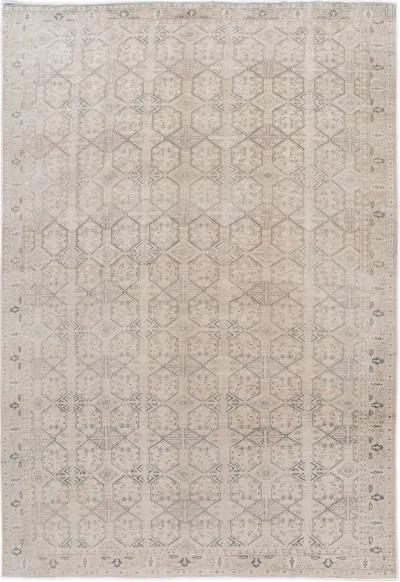 Vintage Turkish Geometric Rug - 9' x 14' - Apadana - Beige - Beige