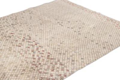 Vintage Turkish Geometric Rug - 4'7 x7'6 - Apadana - Beige - Beige