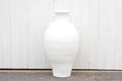 Amphora Greek Terracotta Outdoor Planter - de-cor - Handcrafted - white - 26" l x 26" w x 47" h