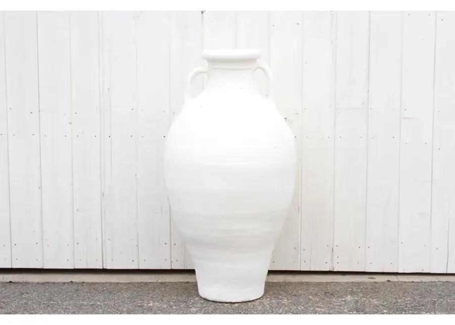 Amphora Greek Terracotta Outdoor Planter - de-cor - Handcrafted - white - 26" l x 26" w x 47" h