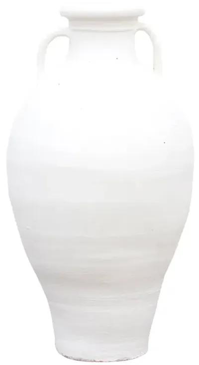 Amphora Greek Terracotta Outdoor Planter - de-cor - Handcrafted - white - 26" l x 26" w x 47" h