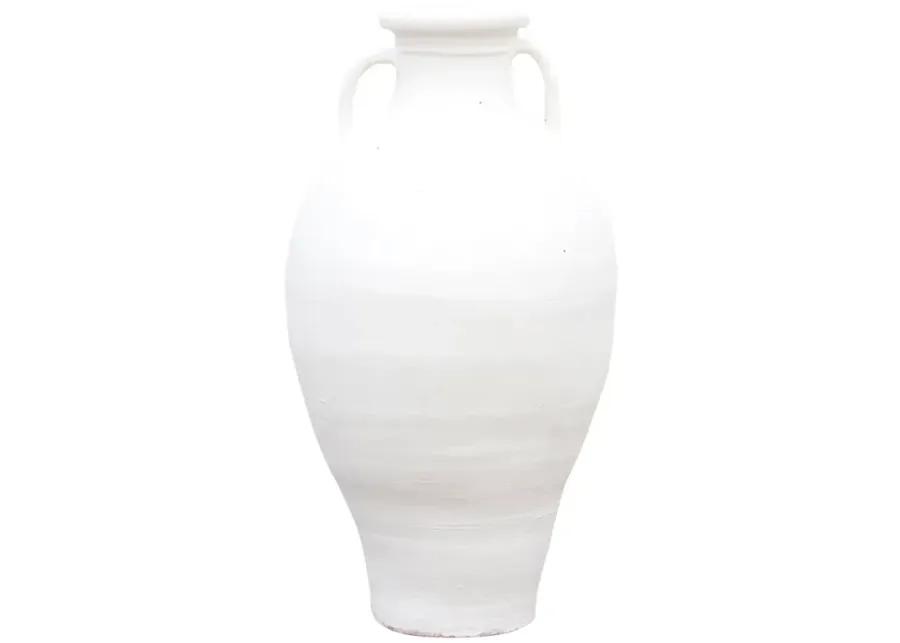 Amphora Greek Terracotta Outdoor Planter - de-cor - Handcrafted - white - 26" l x 26" w x 47" h