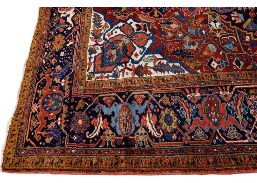 Antique Persian Heriz Rug - Apadana - Red - Red