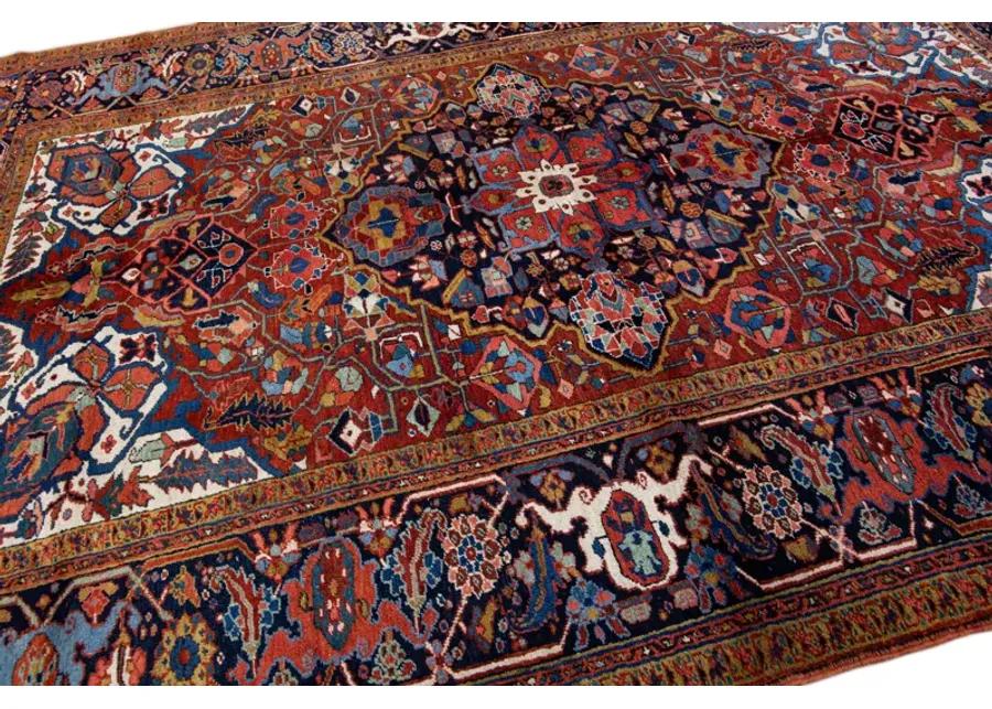 Antique Persian Heriz Rug - Apadana - Red - Red