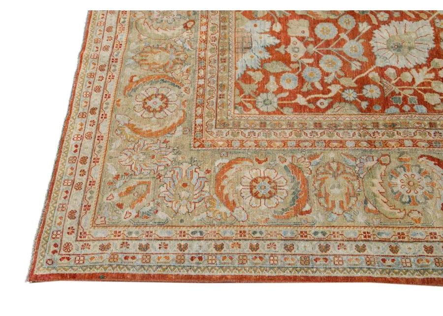 Vintage Persian Tabriz Rug - Apadana - Red - Red