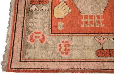 Antique Asian Khotan Rug - 5' x 8' 7" - Apadana - Orange - Orange