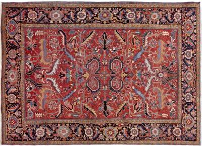 Antique Persian Heriz Rug - Apadana - Red - Red