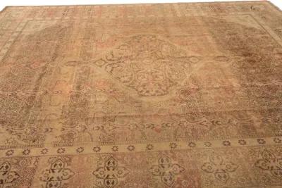 Antique Persian Tabriz Rug - 9'1" x 11'11 - Apadana - Beige - Beige