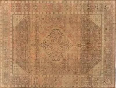 Antique Persian Tabriz Rug - 9'1" x 11'11 - Apadana - Beige - Beige