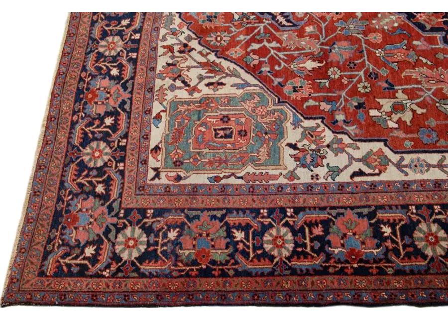 Antique Persian Heriz Rug - Apadana - Red - Red