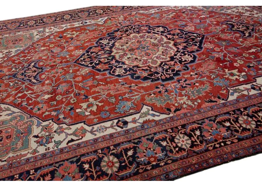 Antique Persian Heriz Rug - Apadana - Red - Red