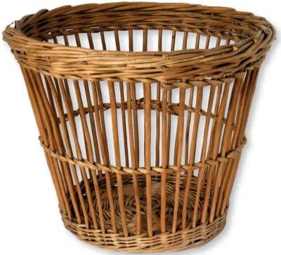 Antique French Bamboo Waste Basket - Rose Victoria - Brown