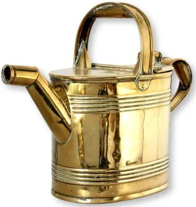 Antique English Brass Watering Can - Rose Victoria - Gold