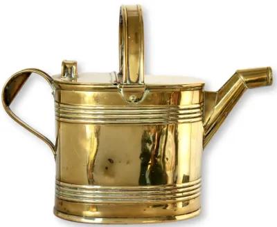 Antique English Brass Watering Can - Rose Victoria - Gold