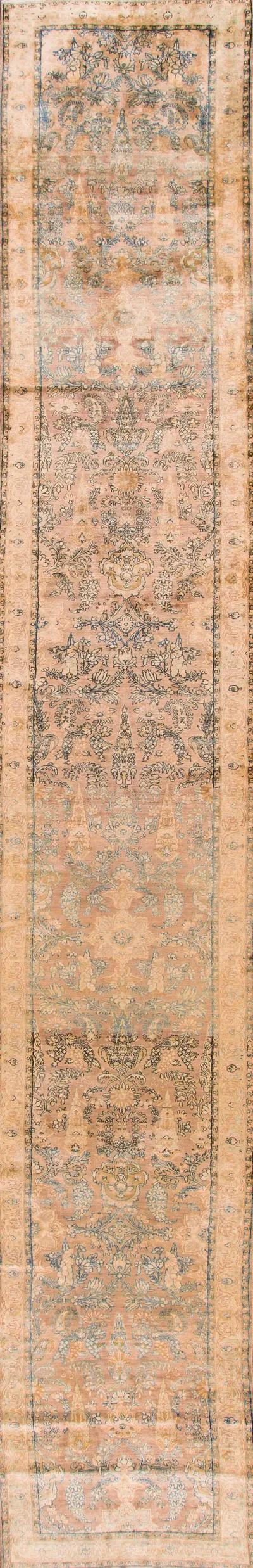 Antique Persian Kerman Runner Rug - Apadana - Beige - Beige