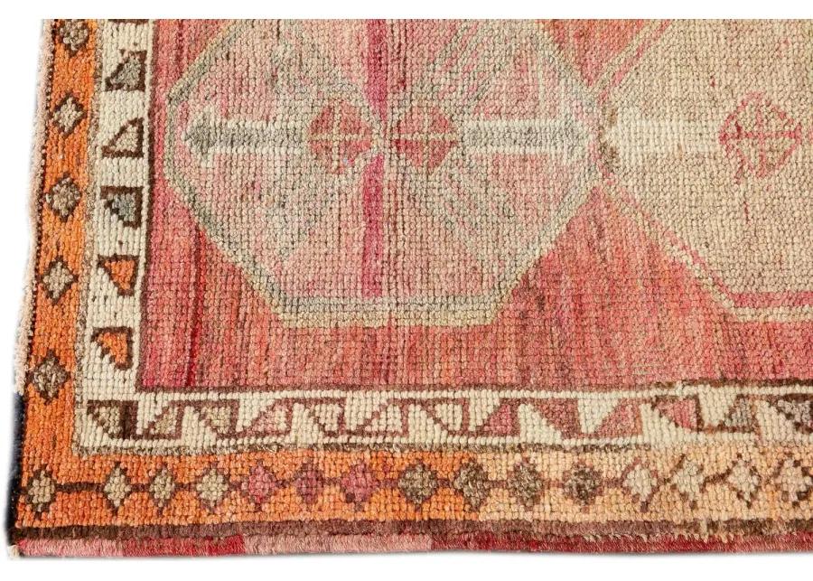 Vintage Geometric Runner - 3' x 13' - Apadana - Red