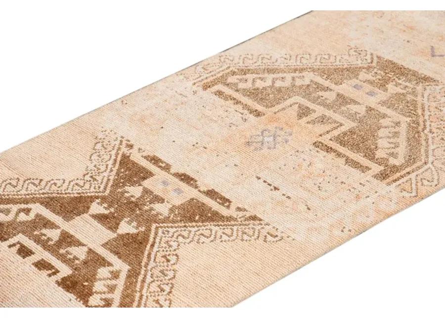 Vintage Turkish Medallion Runner Rug - Apadana - Beige - Beige