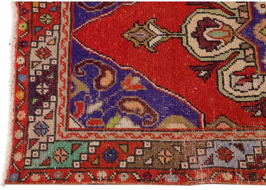 Vintage Turkish Medallion Runner Rug - Apadana - Red - Red