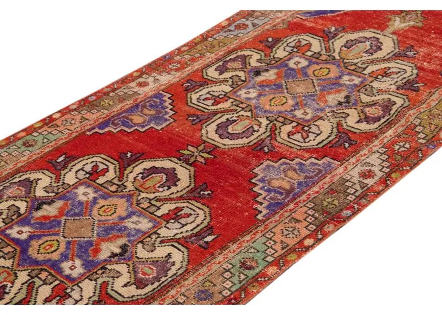 Vintage Turkish Medallion Runner Rug - Apadana - Red - Red