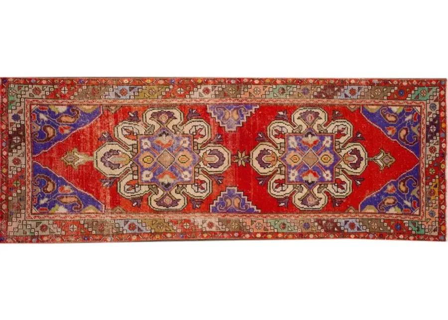 Vintage Turkish Medallion Runner Rug - Apadana - Red - Red