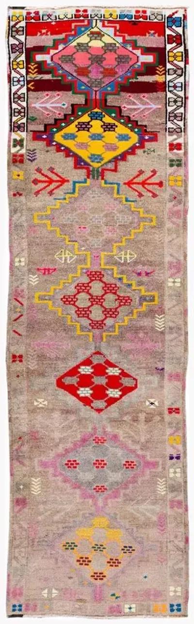 Vintage Turkish Medallion Runner Rug - Apadana - Pink - Pink