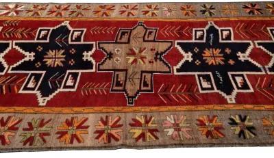 Vintage Turkish Azeri Tribal Runner Rug - Apadana - Red - Red