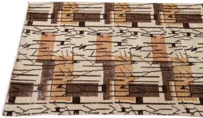 Vintage Turkish Abstract Runner Rug - Apadana - Brown - Brown