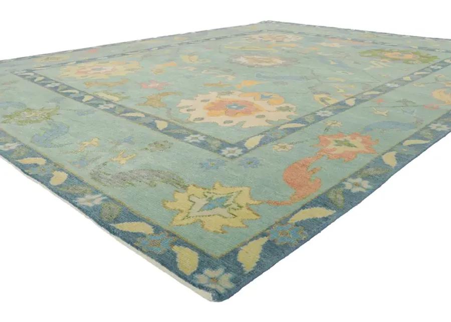 Colorful Oushak Rug - 9'00 x 11'11 - Esmaili Rugs & Antiques - Blue - Blue